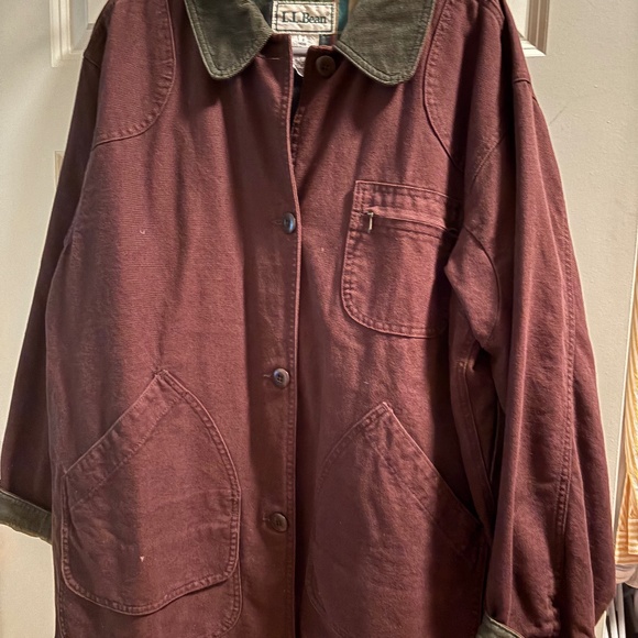 L.L. Bean Jackets & Blazers - Vintage LL Bean Jacket Women’s Size LARGE Barn Field Chore Coat Flannel Lined